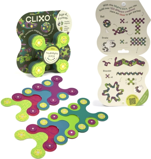 CLIXO Tiny & Mighty Dino – set magnetico da costruzione - 9 pezzi