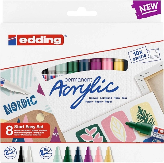 Pennarelli acrilici EDDING Nordic Easy Start – set da 8