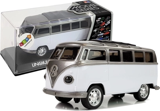 Autobus a retrocarica con illuminazione e suoni a batteria – bianco