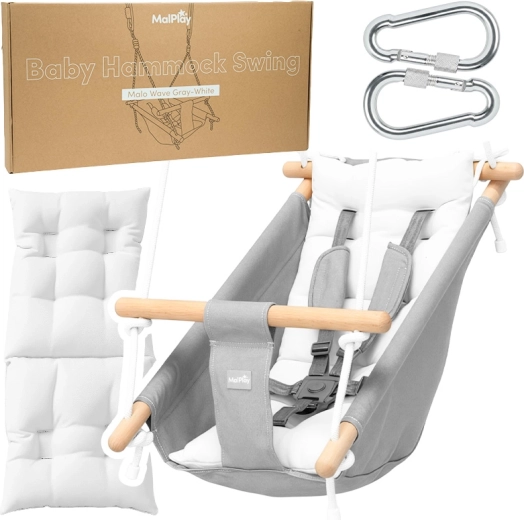 Altalena e amaca dondolante per bambini MALO WAVE grigio-bianco