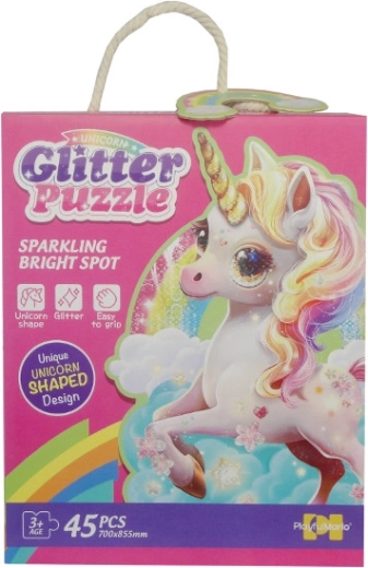 puzzle con glitter 45 pezzi – unicorno