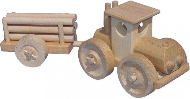 Trattore in legno con rimorchio per tronchi CEEDA CAVITY – naturale