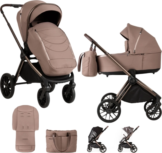 Passeggino combinato Adamex Bianco 2 in 1 chocolate fango