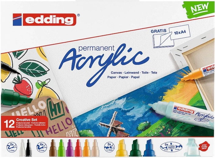 Pennarelli acrilici Edding Creative – set da 12 colori