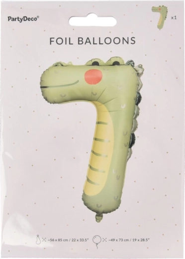 Palloncino in foil numero 7 con coccodrillo KIDS