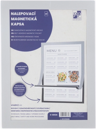 Tasca magnetica adesiva A5 con bordo argento