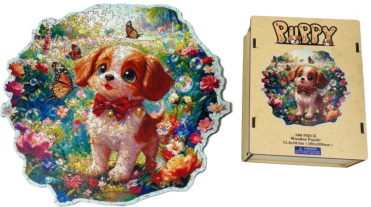Puzzle in legno "Cucciolo giocoso"