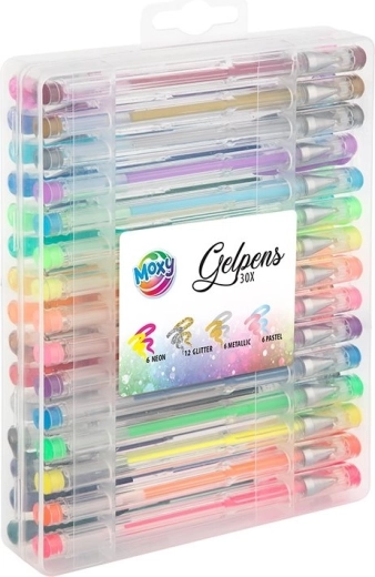 Set di penne gel Moxy in box, 30 colori