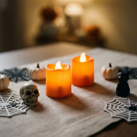 Candele LED arancioni luminose di Halloween, 2 pezzi