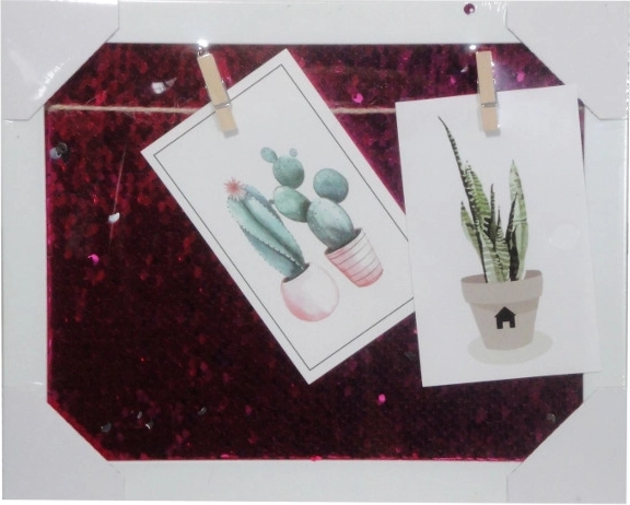Cornice per foto con paillettes 23 × 28 cm con cordicella e mollette