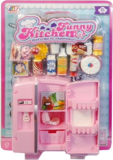 Accessori per bambole – frigorifero con utensili da cucina