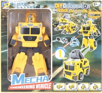 Robot avvitabile pieghevole giallo 2-in-1 – camion con escavatore