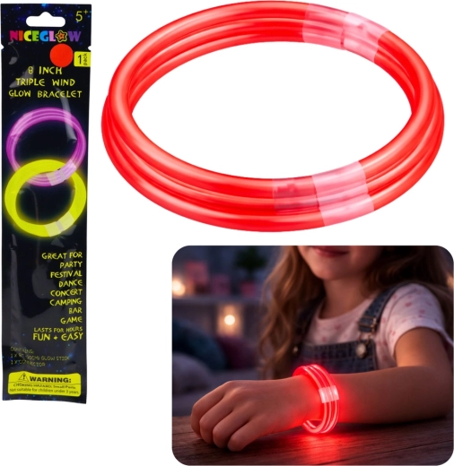 Braccialetto fluorescente triplo Glow Stick 20 cm