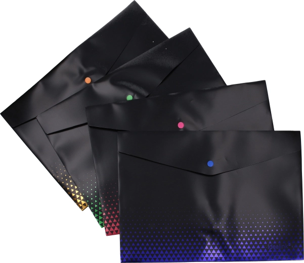 Cartellina con bottone a pressione 33 × 23 cm nera con fascia