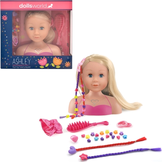 Dolls World testa da pettinare Ashley bionda 21 cm