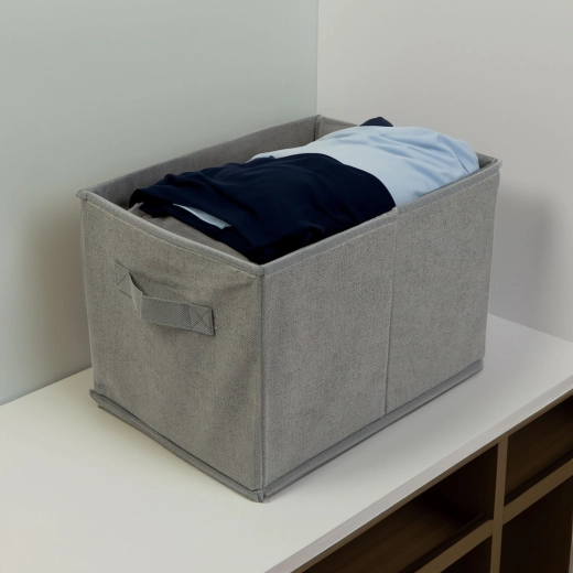 Scatola contenitore in tessuto 32 × 22 × 22 cm grigia