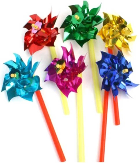 Girandola classica in plastica su bastoncino con rosa colorata - 1 pezzo