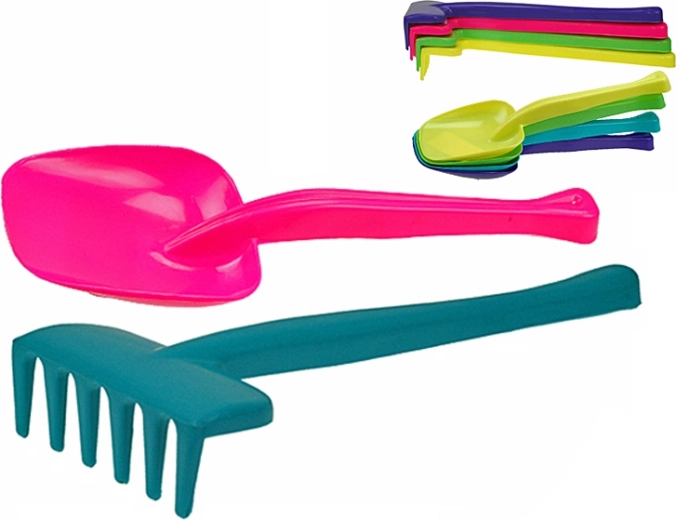 Paletta e rastrello per bambini 30 cm – set da 20 pezzi in cinque colori