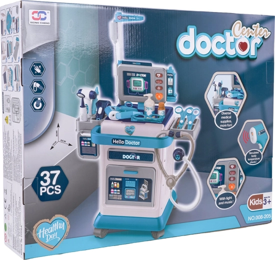 Mega carrello medico per bambini – set blu con accessori