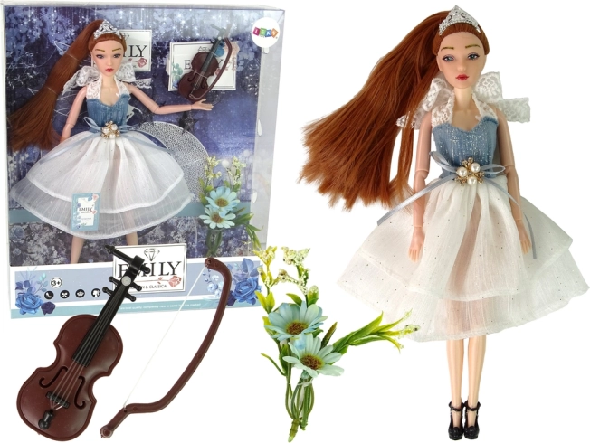 Bambola EMILY con violino e fiori