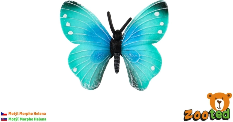 Farfalla tropicale Morpho Helena Zooted, figurina in plastica da 7 cm