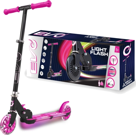 EVO monopattino pieghevole per bambini Light Flash con pedana LED – rosa