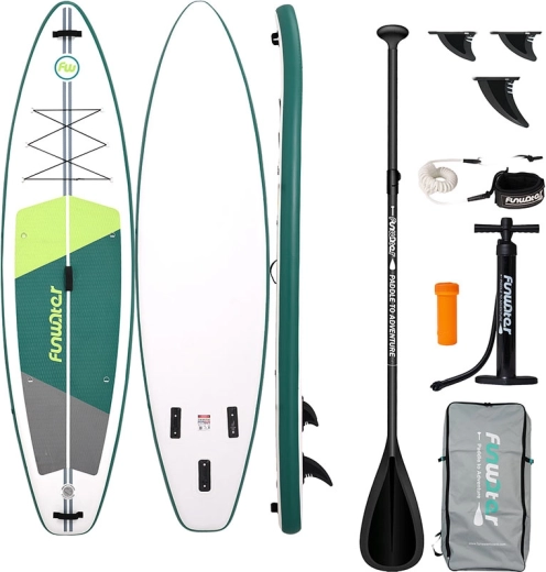 FunWater tavola SUP gonfiabile verde‑bianca 335 × 84 × 15 cm