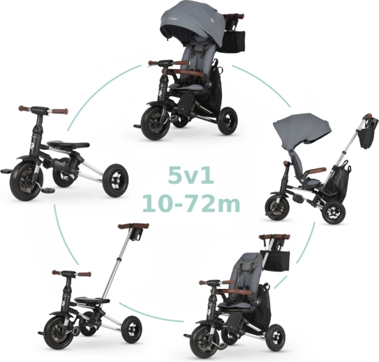 QPlay Nova Deluxe 5v1 triciclo per bambini in colore grigio