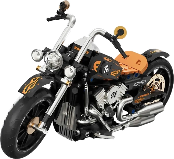 Set da costruzione di una motocicletta nera, 455 pezzi