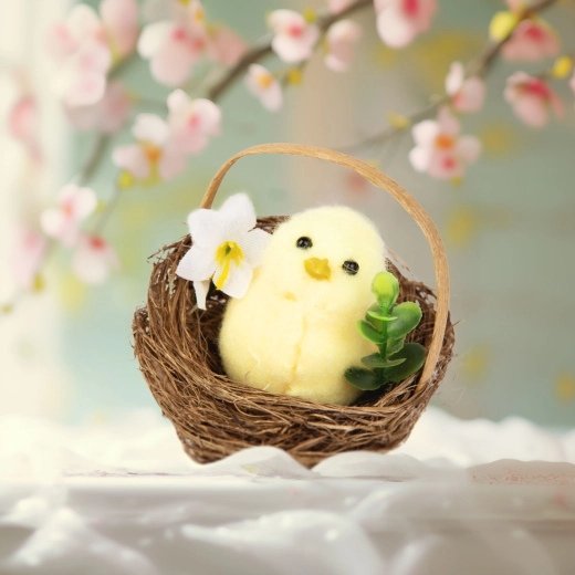 Decorazione pasquale pulcino nel nido 7,5 × 7,5 cm