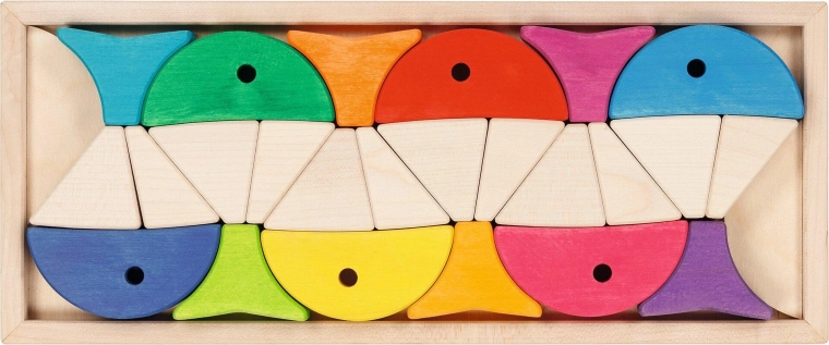 Gioco di classificazione in legno di colori e forme con pesciolini (24 pezzi)