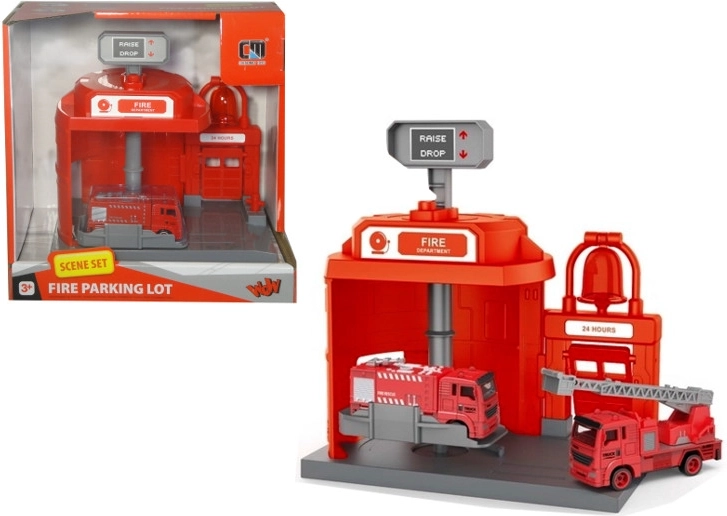 Caserma dei pompieri con macchinina scivolante su giostra