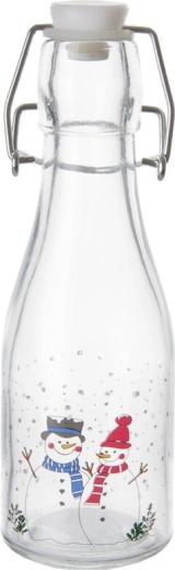 Bottiglietta decorativa in vetro con chiusura a clip pupazzo di neve 0,16 l