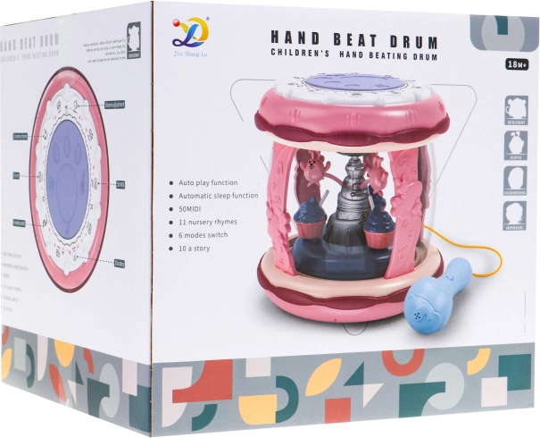 Tamburo interattivo con microfono – cubo multifunzione con suoni, luci e giostra (18+ mesi)