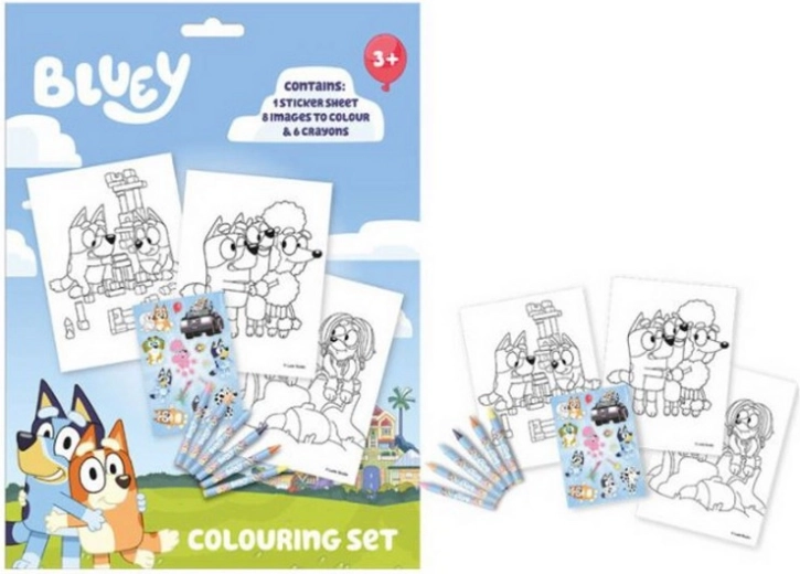 Set creativo di disegni da colorare BLUEY con matite e adesivi