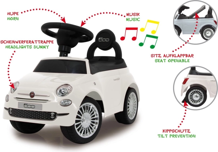 Jamara cavalcabile e primi passi Fiat 500 2in1 bianco