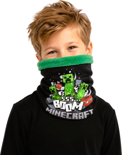 Scaldacollo per bambini Minecraft Creeper nero