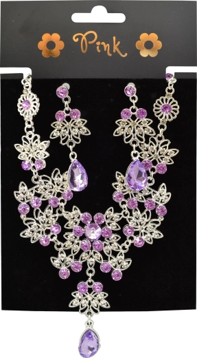 Set rosa di collana e orecchini Royal Glamour