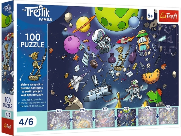 Puzzle Trefl La famiglia Treflík: Robobot nello spazio 100 pezzi