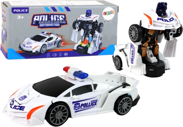 Auto-robot della polizia bianco 2 in 1 trasformazione