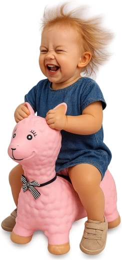Lama gonfiabile HoppyDoo rosa con pompetta - 1 pezzo
