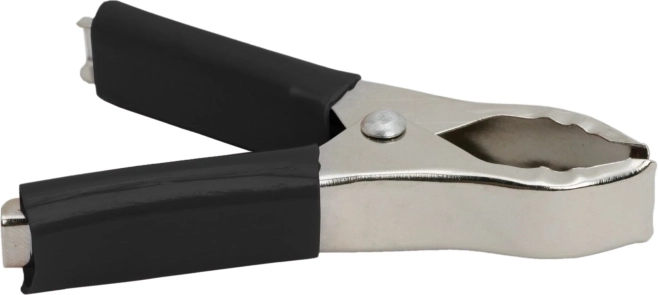 Morsetto a coccodrillo extra large con isolamento in PVC nero, 75 mm