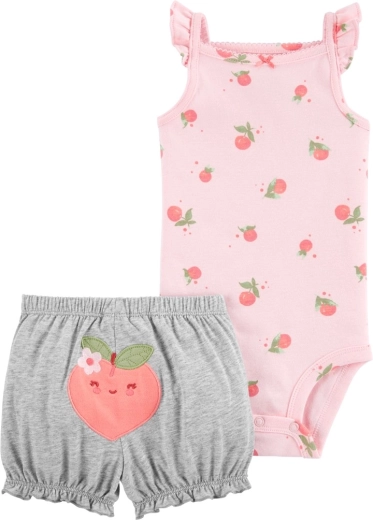 Set due pezzi Carter's: body con spalline e pantaloncini Pink Peach per bambina 9 m