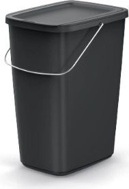 Pattumiera 25 l in plastica riciclata con coperchio KEden COMPACTA Q BASIC – nero