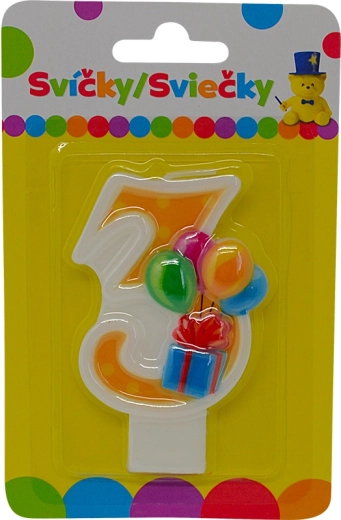 Candela di compleanno con palloncini numero 3