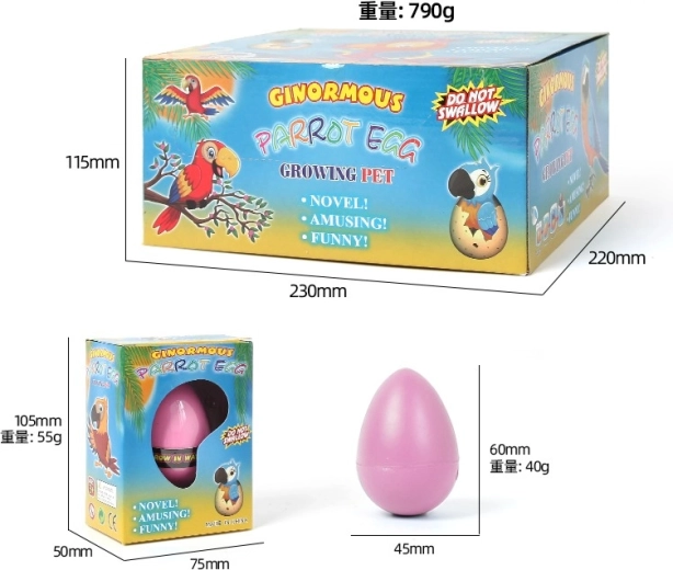 Uovo che cresce – pappagallo 6,5 cm