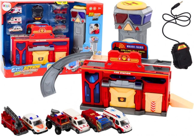 Centro di soccorso con vigili del fuoco e ospedale – set veicoli 6 pz