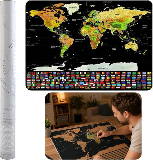 Mappa del mondo da grattare – poster per viaggiatori 82 × 59 cm