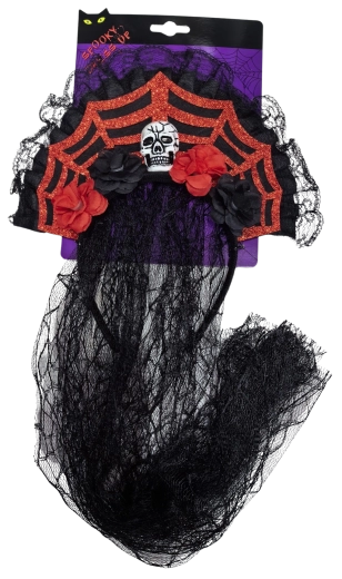 Velo di Halloween con teschio e rose