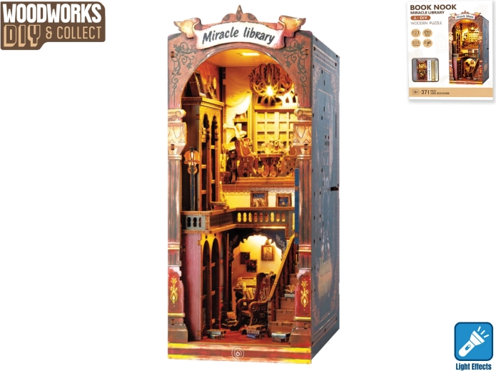 Kit da costruzione in legno Woodworks libreria con illuminazione, 371 pezzi